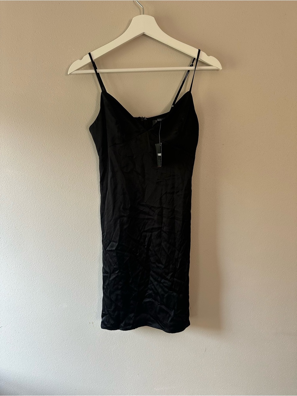 Forever 21 Black Satin Cowl Neck Slip Dress
